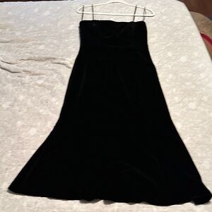 Ralph Lauren Strapless Velvet Black Midi Evening Dress